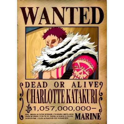 Placa Decorativa WANTED OnePiece Charlotte Katakuri  